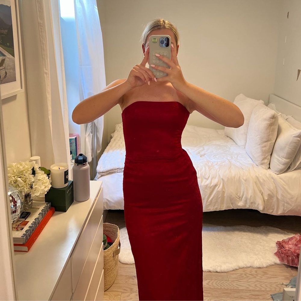 Strapless Red Maxi Dress w built in corset